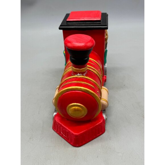 Hand-Painted Christmas decor figurine Train ceramic bear stocking red gold READ - Picture 9 of 12